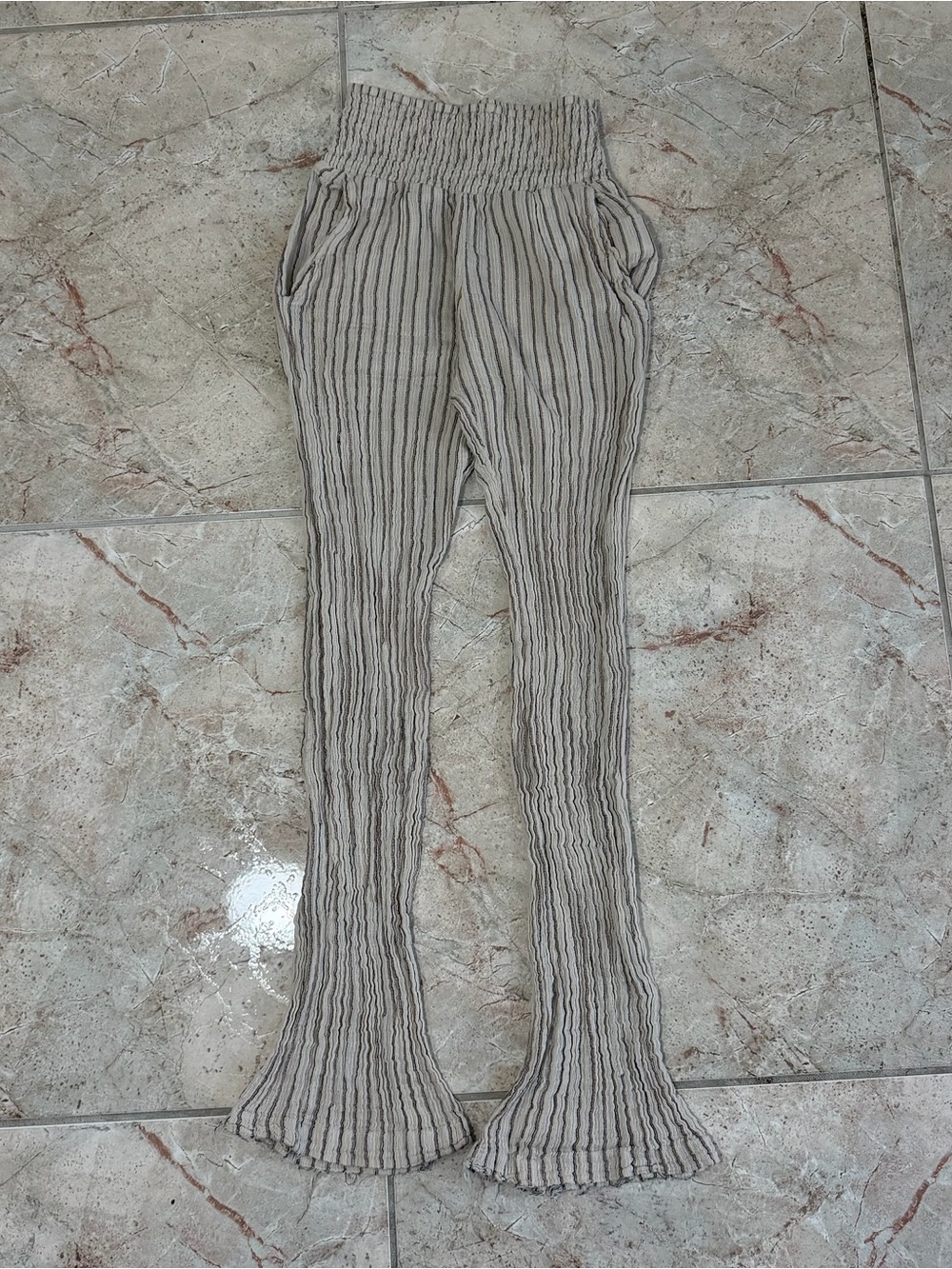 Billabong Striped Smocked Waist Flare Pants